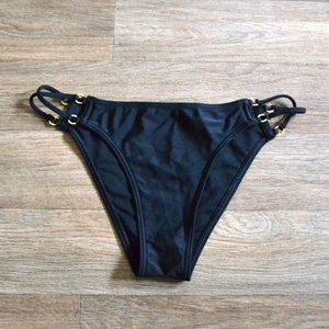 Abercrombie High Waisted Strappy Cheeky Black Bikini Bottom Size Medium